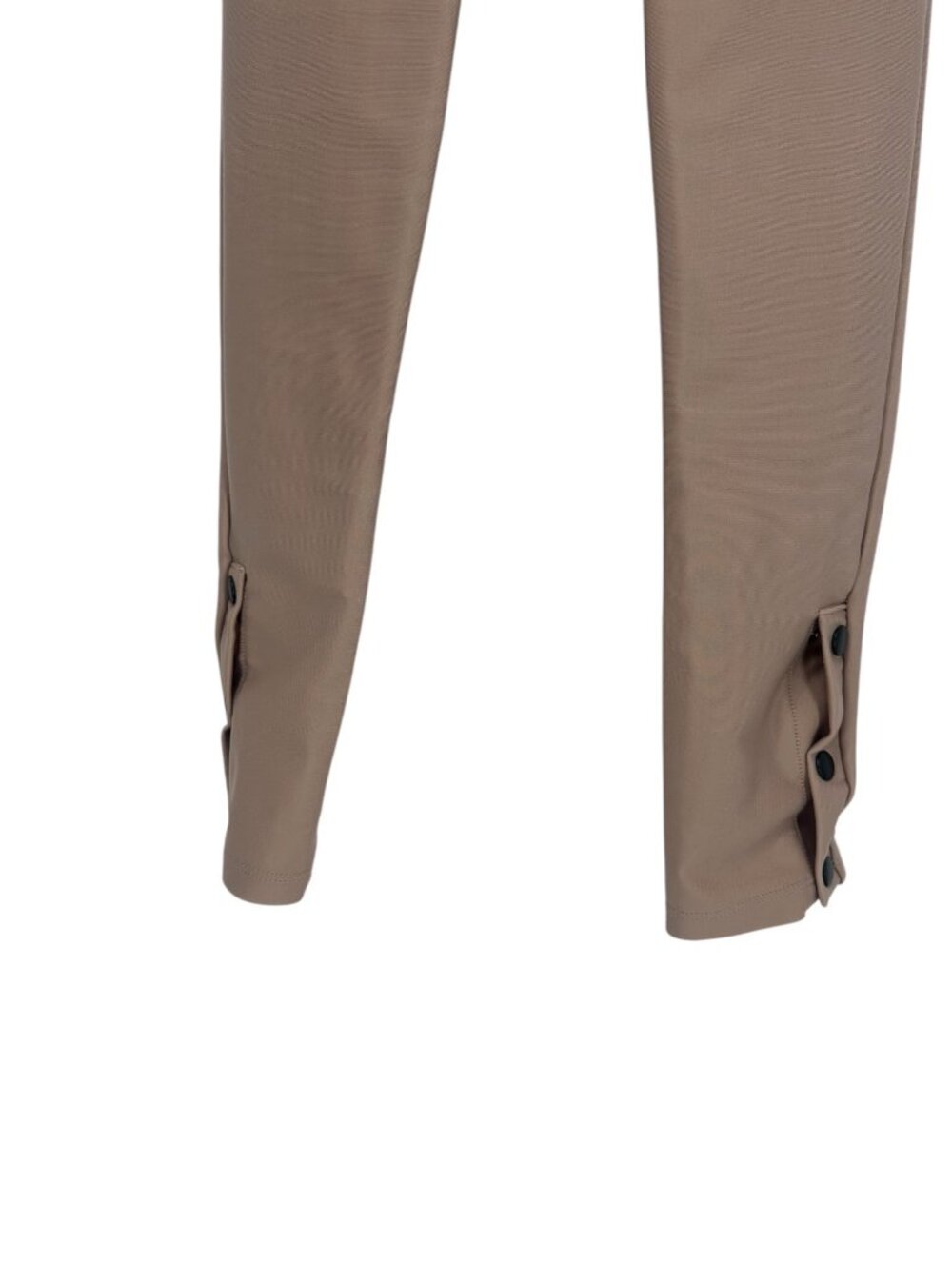 High Waisted Skinny Pants XS Taupe Wrap Waist Button Detail Stretch Slim Fit - Picture 4 of 9